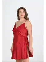 Büyük Beden Bordo Saten Kadın Gecelik Ahu Primoda 2107 Bordo detay görünüm