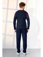 Büyük Beden Erkek Lacivert Bordo Detaylı T-Shirt Pijama Takımı Doreanse 25K4535P detay görünüm