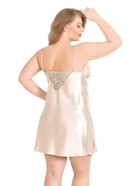 Ahu Lingerie Büyük Beden Fildişi Kısa Saten Gecelik Primoda Ahu Lingerie 2050 - Alternatif Görünüm