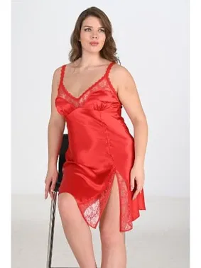 Ahu Lingerie Büyük Beden Kırmızı Gecelik Ahu Primoda 2102