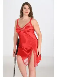 Ahu Lingerie Büyük Beden Kırmızı Gecelik Ahu Primoda 2102