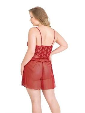 Ahu Lingerie Büyük Beden Kırmızı Kısa Tül Gecelik Primoda Ahu Lingerie 3033 - Alternatif Görünüm