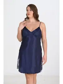 Ahu Lingerie Büyük Beden Lacivert Gecelik Ahu Primoda 2111