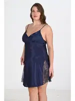 Büyük Beden Lacivert Gecelik Ahu Primoda 2111 Lacivert detay görünüm