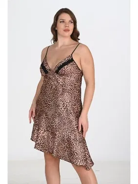 Ahu Lingerie Büyük Beden Leopar Gecelik Ahu Primoda 2105