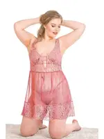 Büyük Beden Mercan Kısa Tül Gecelik Primoda Ahu Lingerie 3020 Mercan farklı açı