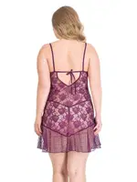 Büyük Beden Mor Kısa Tül Gecelik Ahu Lingerie Primoda 3031 Mor detay görünüm