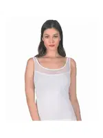 Büyük Beden Pamuklu Likralı Tül Detaylı Kalın Askılı Kadın Atlet Özkan 20575  Beyaz farklı açı