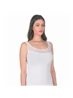 Büyük Beden Pamuklu Likralı Tül Detaylı Kalın Askılı Kadın Atlet Özkan 20575  Beyaz görsel 4