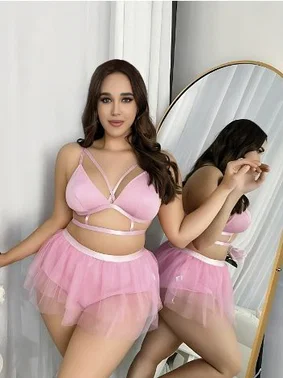 Real Passione Büyük Beden Pembe Tül Etekli Fantezi Takım Real Passione 19023