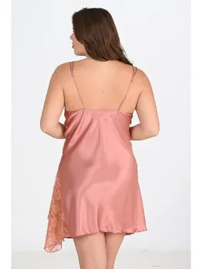 Ahu Lingerie Büyük Beden Saten Bakır Gecelik Ahu Primda 2109 - Alternatif Görünüm