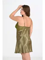 Büyük Beden Saten Haki Gecelik Ahu Primoda 2104 Yeşil farklı açı