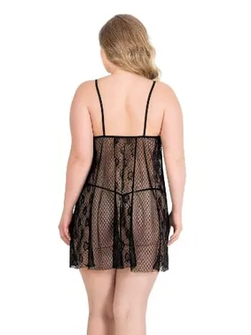 Ahu Lingerie Büyük Beden Siyah Tül Fantezi Gecelik Ahu Primoda 3032 - Alternatif Görünüm