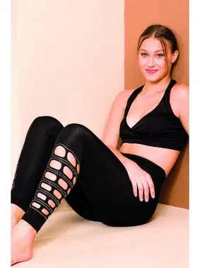 Lady Büyük Beden Tayt Dalgıç Kumaş Yüksek Bel Taş Detaylı Lady 1125 - Alternatif Görünüm