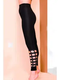 Lady Büyük Beden Tayt Dalgıç Kumaş Yüksek Bel Taş Detaylı Lady 1125