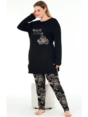 Lady Büyük Beden Viskon Pijama Takımı Lady 11394 - Alternatif Görünüm