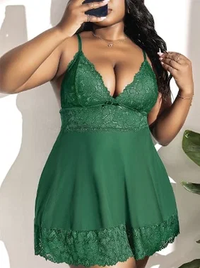 Pink Night Büyük Beden Yeşil Erotik Gecelik Beyaz Pink Night 6667