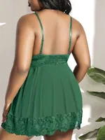 Büyük Beden Yeşil Erotik Gecelik Beyaz Pink Night 6667 Yeşil detay görünüm