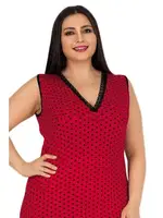 Büyük Boy Kısa ve Geniş Kol Tunik Lady 6758 Kırmızı detay görünüm