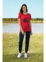 Çapa Baskılı Kısa Kollu Kadın T-Shirt Pijama Takımı Doreanse 4393 Kırmızı