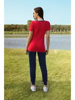 Çapa Baskılı Kısa Kollu Kadın T-Shirt Pijama Takımı Doreanse 4393 Kırmızı detay görünüm