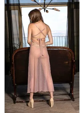 Gallipoli Cappucino Kaplı Yırtmaçlı String Külot Takım Gecelik Elbise Gallipoli MGP31452 - Alternatif Görünüm