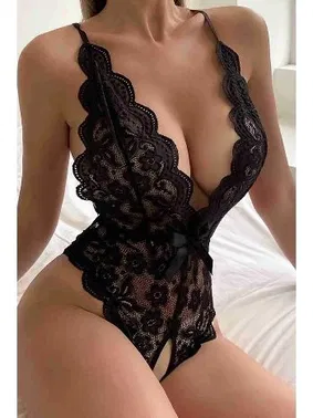 For Dreams Çapraz Askılı Özel Bölgesi Açık Dantel Fantazi Kadın Body For Dreams 8458 - Alternatif Görünüm