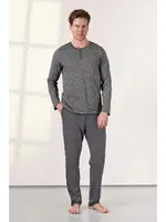 Cepli Gri Düğmeli Yaka T-Shirt Erkek Pijama Takımı Doreanse 25K4530 Gri