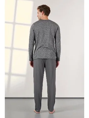Doreanse Cepli Gri Düğmeli Yaka T-Shirt Erkek Pijama Takımı Doreanse 25K4530 - Alternatif Görünüm