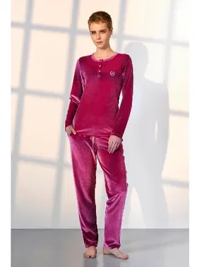 Doreanse Cepli Kadife Uzun Kollu Kadın Pijama Takımı Doreanse 25K4033