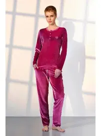 Doreanse Cepli Kadife Uzun Kollu Kadın Pijama Takımı Doreanse 25K4033