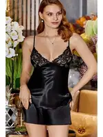 Çeyizlik Dantelli Saten 6 lı Set Jeremi 315 Siyah görsel 4