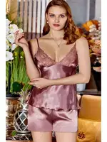 Çeyizlik Dantelli Saten 6lı Set Jeremi 315 Vizon görsel 4