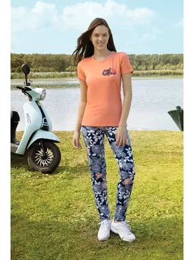 Doreanse Çiçek Desen Basklı Kısa kollu Kadın T-Shirt Pijama Takımı Doreanse 4293