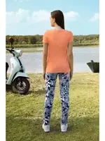 Çiçek Desen Basklı Kısa kollu Kadın T-Shirt Pijama Takımı Doreanse 4293 Lacivert detay görünüm