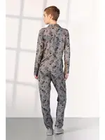 Çiçek Desenli Gri Gömlek Yaka Kadın Pijama Takımı Doreanse 25K4030 detay görünüm