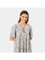 Çiçek Desenli Kısa Kollu Kadın Elbise Türen 3396 Gri görsel 4