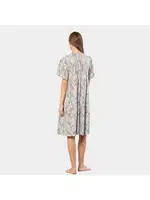 Çiçek Desenli Kısa Kollu Kadın Elbise Türen 3396 Gri detay görünüm