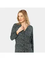 Düğmeli Çiçek Desenli Uzun Kollu Gömlek Yaka Kadın Pijama Takımı Türen 3379 Yeşil görsel 4