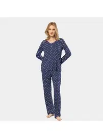 Türen Patlı Çiçek Desenli Uzun Kollu Kadın Pijama Takımı Türen 3382