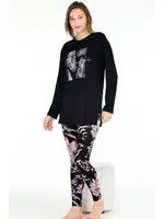 Çiçek Desenli Uzun Kollu Viskon Kapri Pijama Takımı Lady 11670 Çiçek detay görünüm