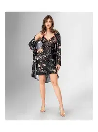 Ahu Lingerie Çiçekli 2li Sabahlık Gecelik Takımı Ahu Loriva 1837