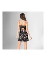 Çiçekli 2li Sabahlık Gecelik Takımı Ahu Loriva 1837 Siyah farklı açı