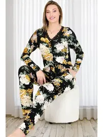 Lady Çiçekli Büyük Beden Viskon Pijama Takımı Lady 11378