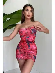 For Dreams Çiçekli Fuşya Dilber Elbise For Dreams 8482