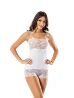 Çift Askılı Dantelli Atlet Şort Takım Derya Kurşun 072 Beyaz detay görünüm