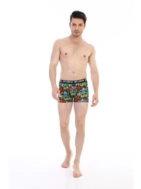 Çift Kaplan Çift Kaplan Erkek Boxer 796 Yazı Desenli Dijital Baskılı - Alternatif Görünüm