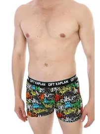 Çift Kaplan Çift Kaplan Erkek Boxer 796 Yazı Desenli Dijital Baskılı