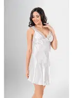 Çizgili Dantelli 2Li Kısa Sabahlık Gecelik Takımı Ahu Loriva 1963 Ekru detay görünüm