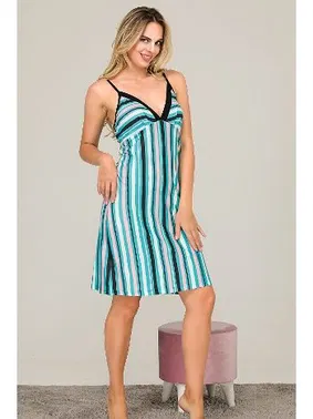 Lady Çizgili Gecelik Lady 6499